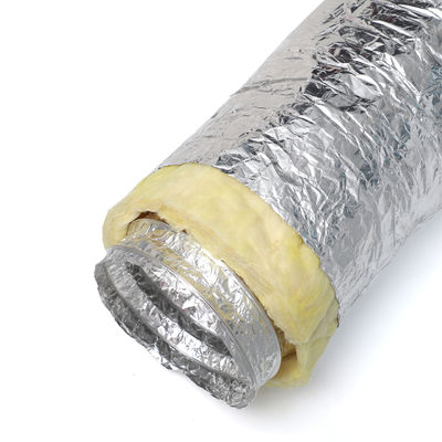 Custom Reinforced Insulated Flexible Duct Aluminum Air Duct with Temperature Range -30 to +250°C and Fiberglass Insulation 25-50mm