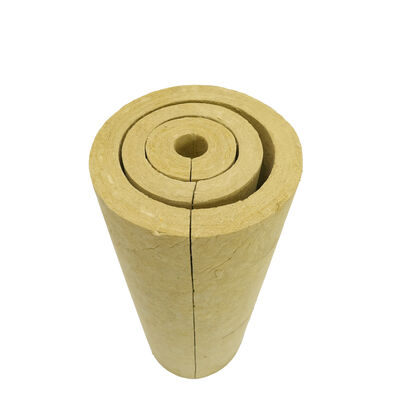 Acoustic Rock Wool Pipe Unfaced Preformed Mineral Stone Wool Insulation Pipe Cover Rock Wool Pipe in China
